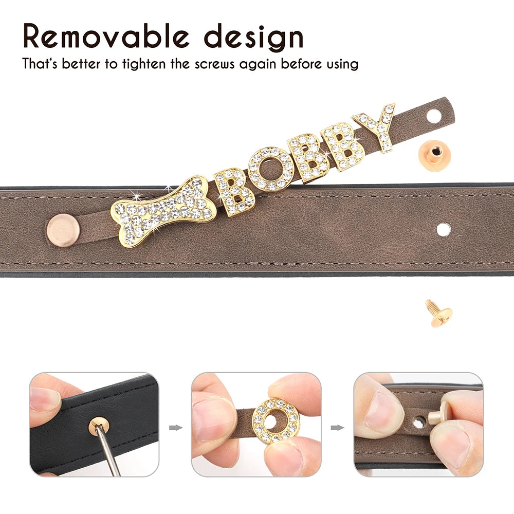 Personalized Soft Dog Collar PU Leather