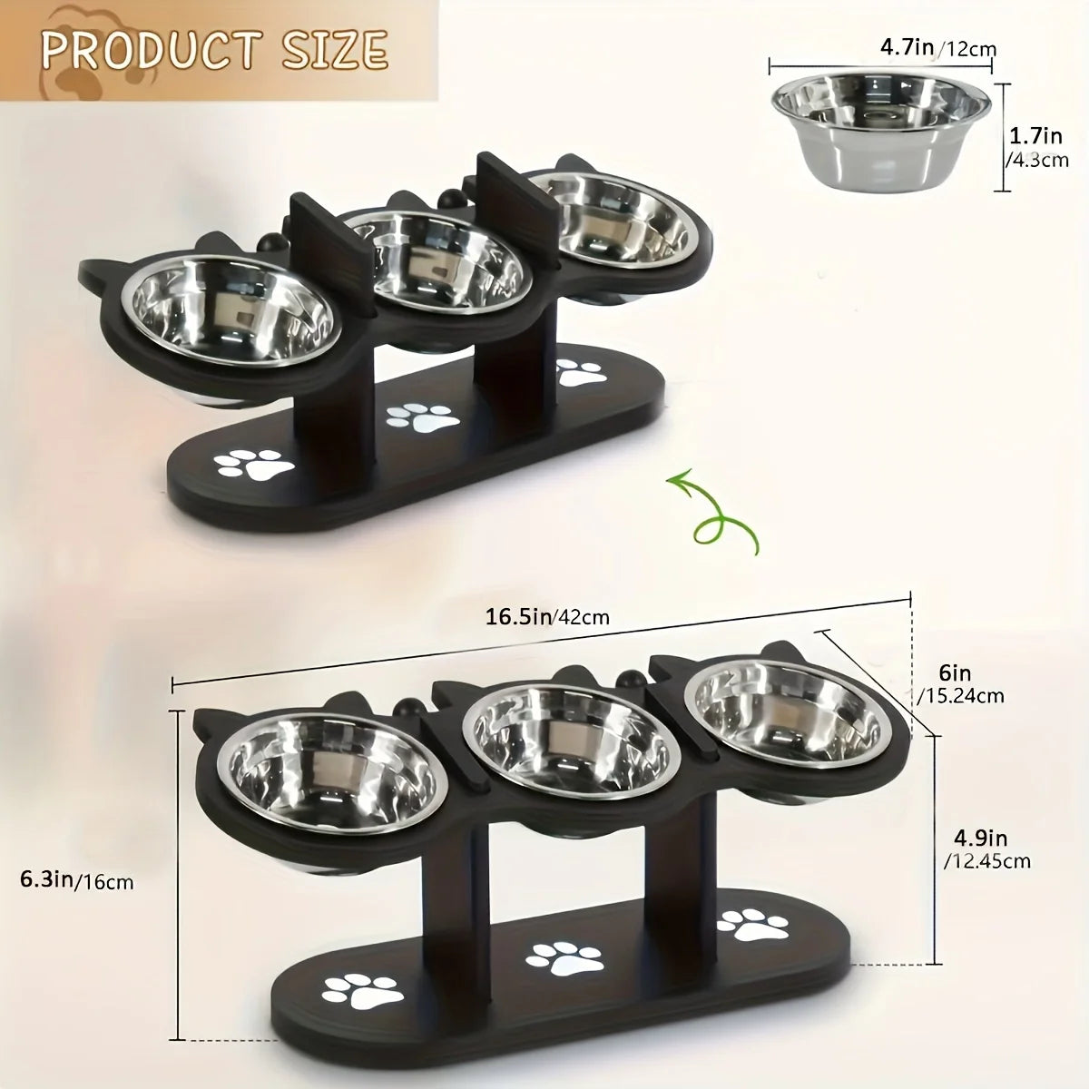 Elevated Cat Bowls 15° Tilted Raised