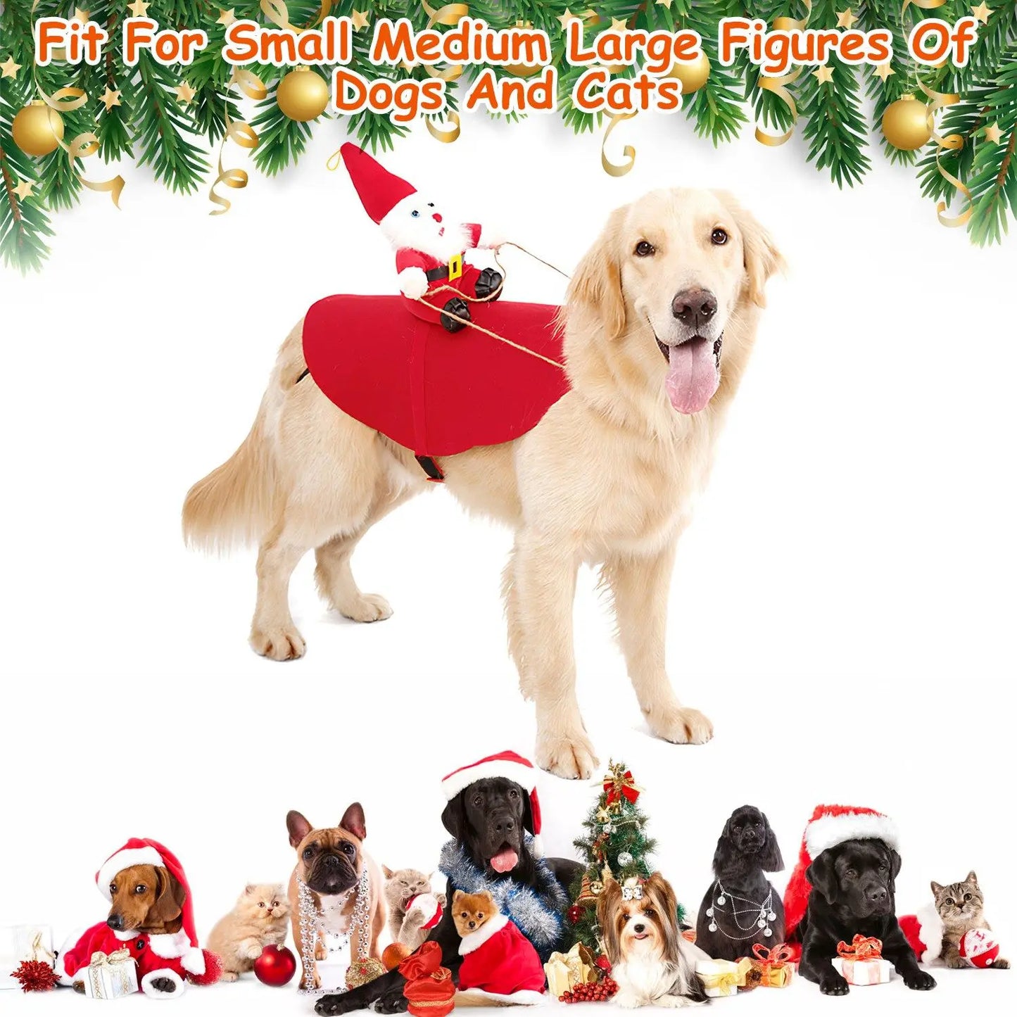 Red Winter Coat for Dog Riding Santa Claus