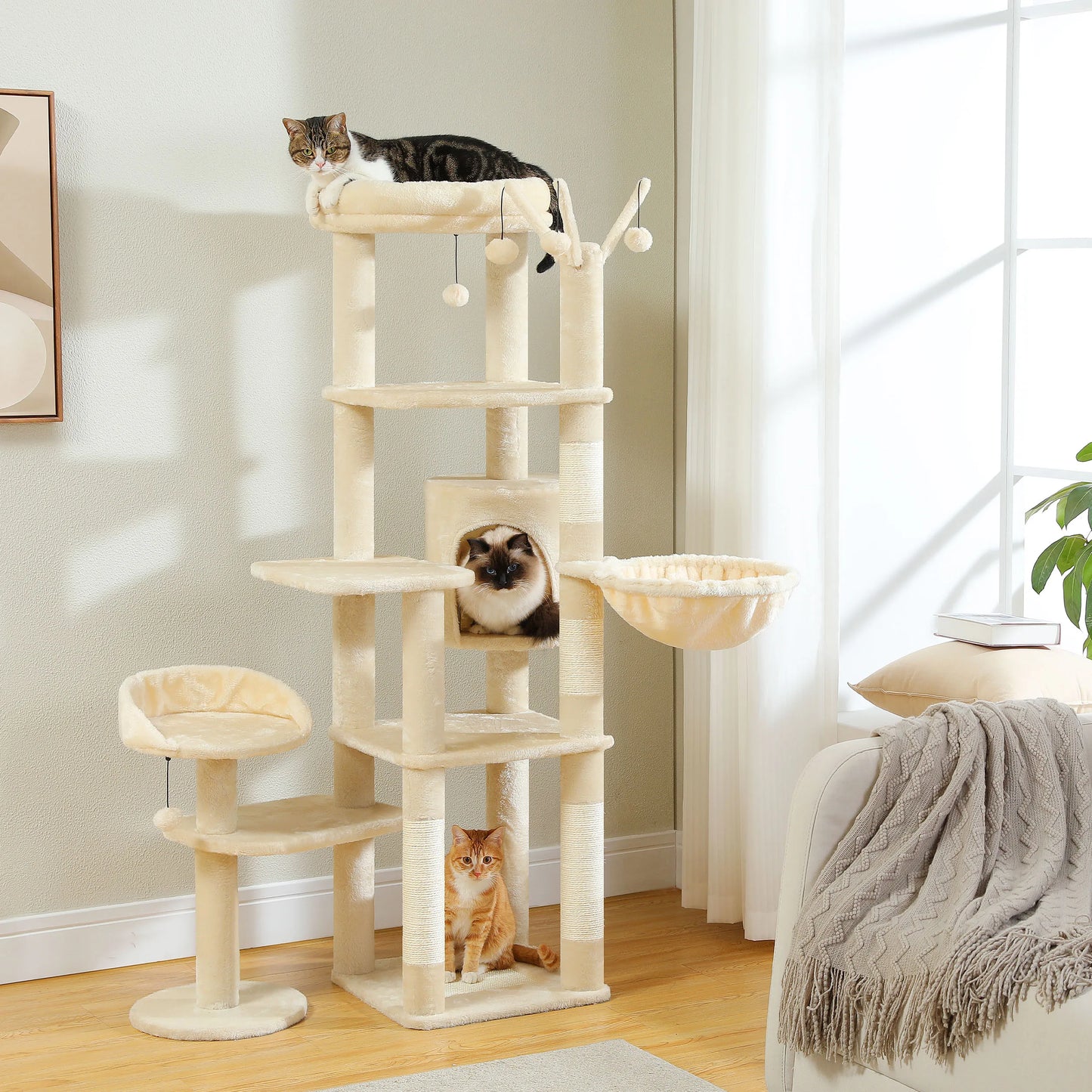 Multi-Level Cat Tree with Scratching Post Hammock