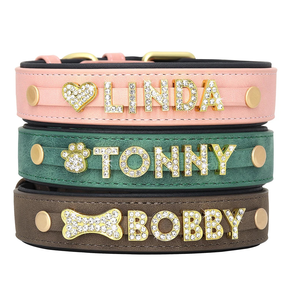 Personalized Soft Dog Collar PU Leather