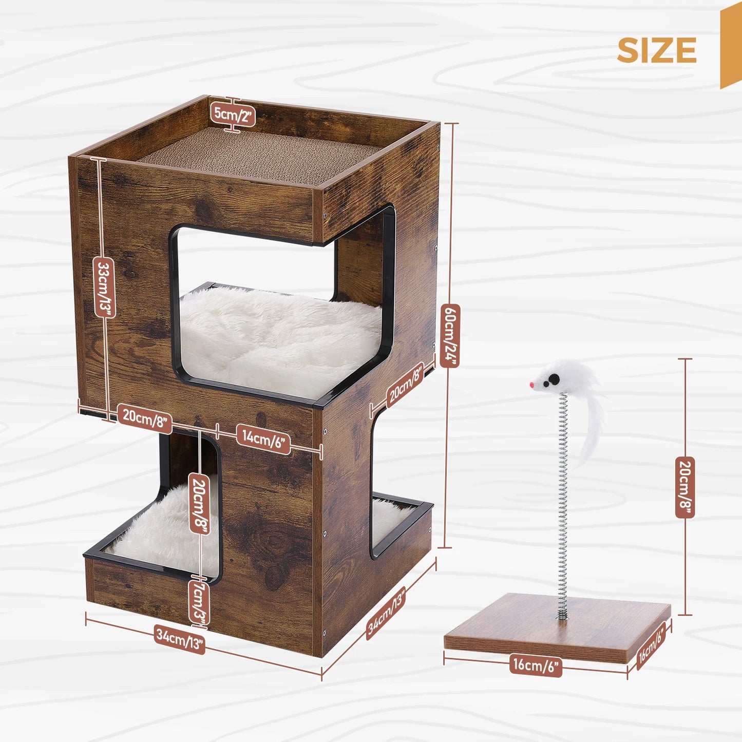 Modern Cat Tree with Scratcher Board,