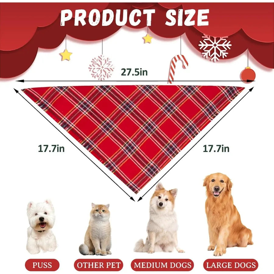 4 Pack Merry Christmas  Dog Bandanas