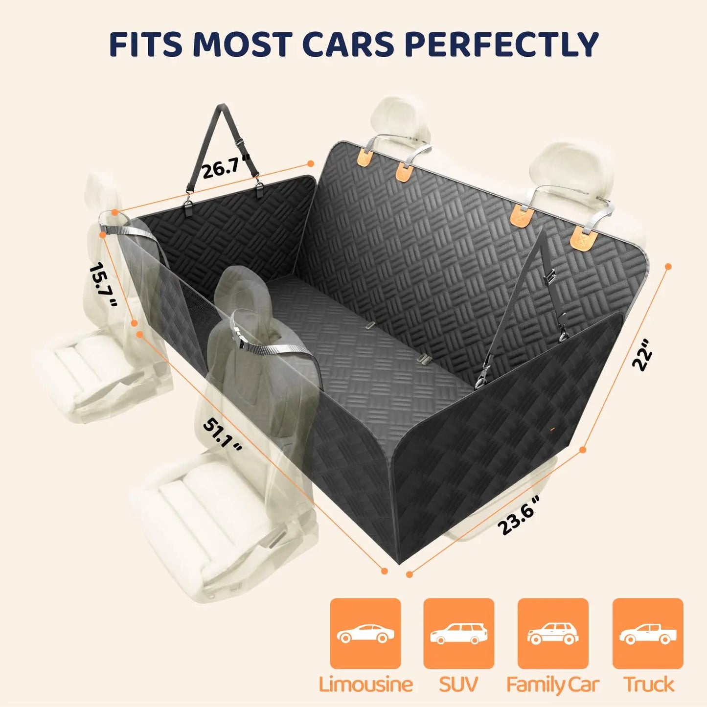 Car Rear Seat Dog Seat Cover,for Cars and Suvs