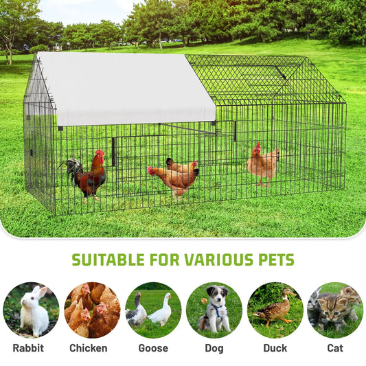 Metal Chicken Coop 86x40x40inch
