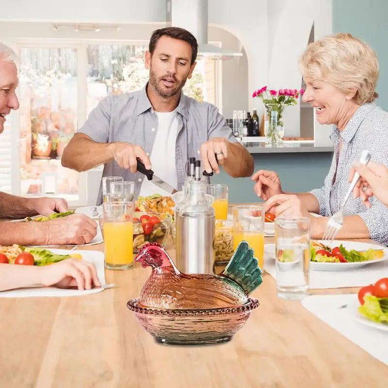 Glass Chicken Candy Dish