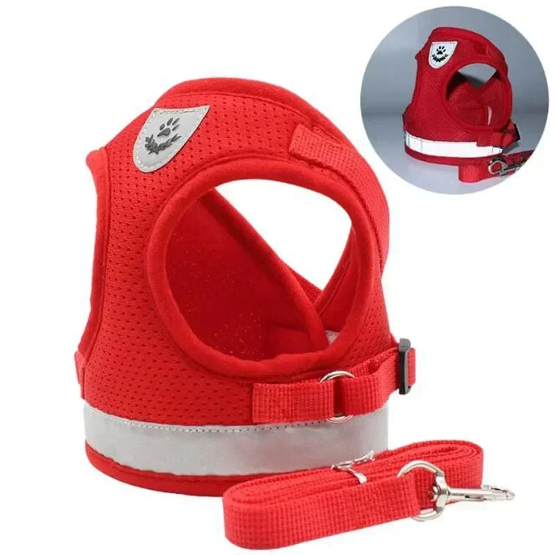 Adjustable Mesh Vest Dog Harness Collar Chest Strap