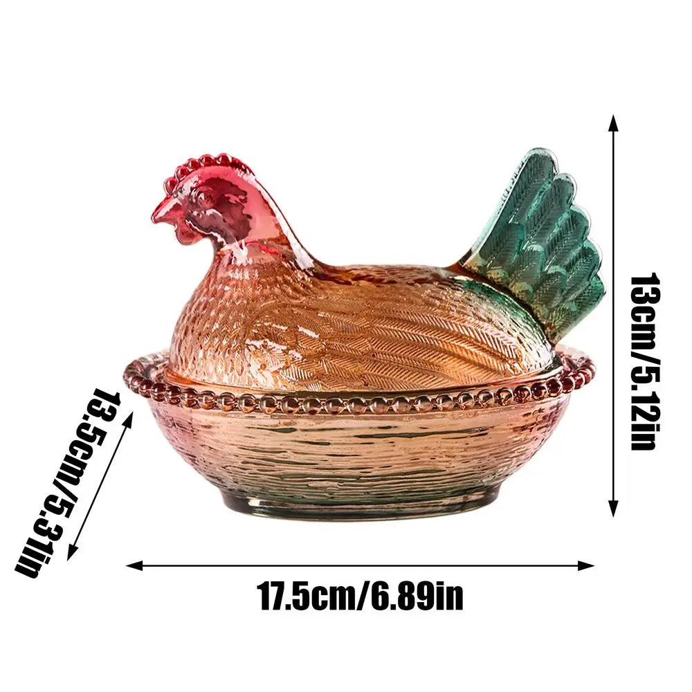 Glass Chicken Candy Dish