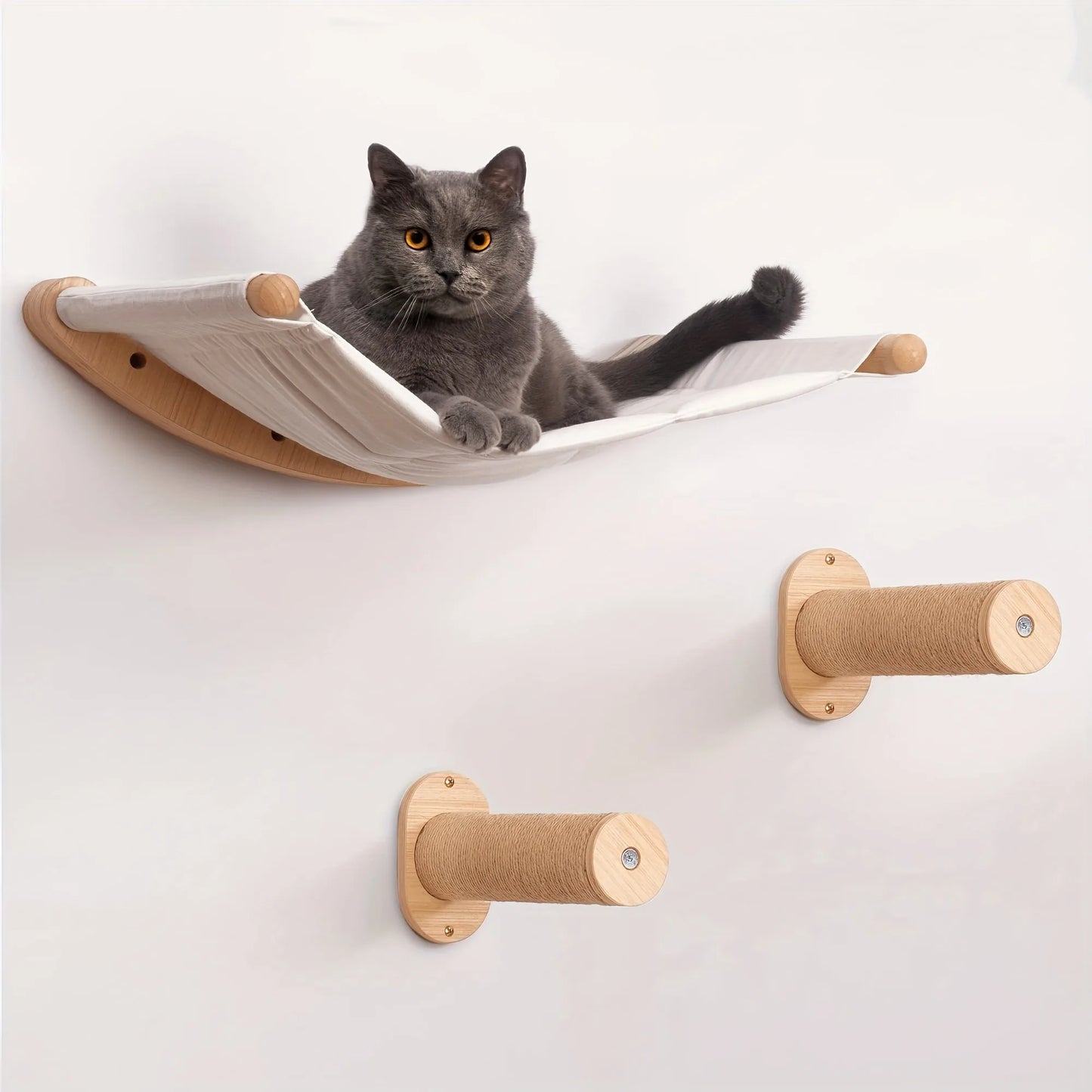 Cat Hammock Wall Mounted Cat Shelf With Two Steps