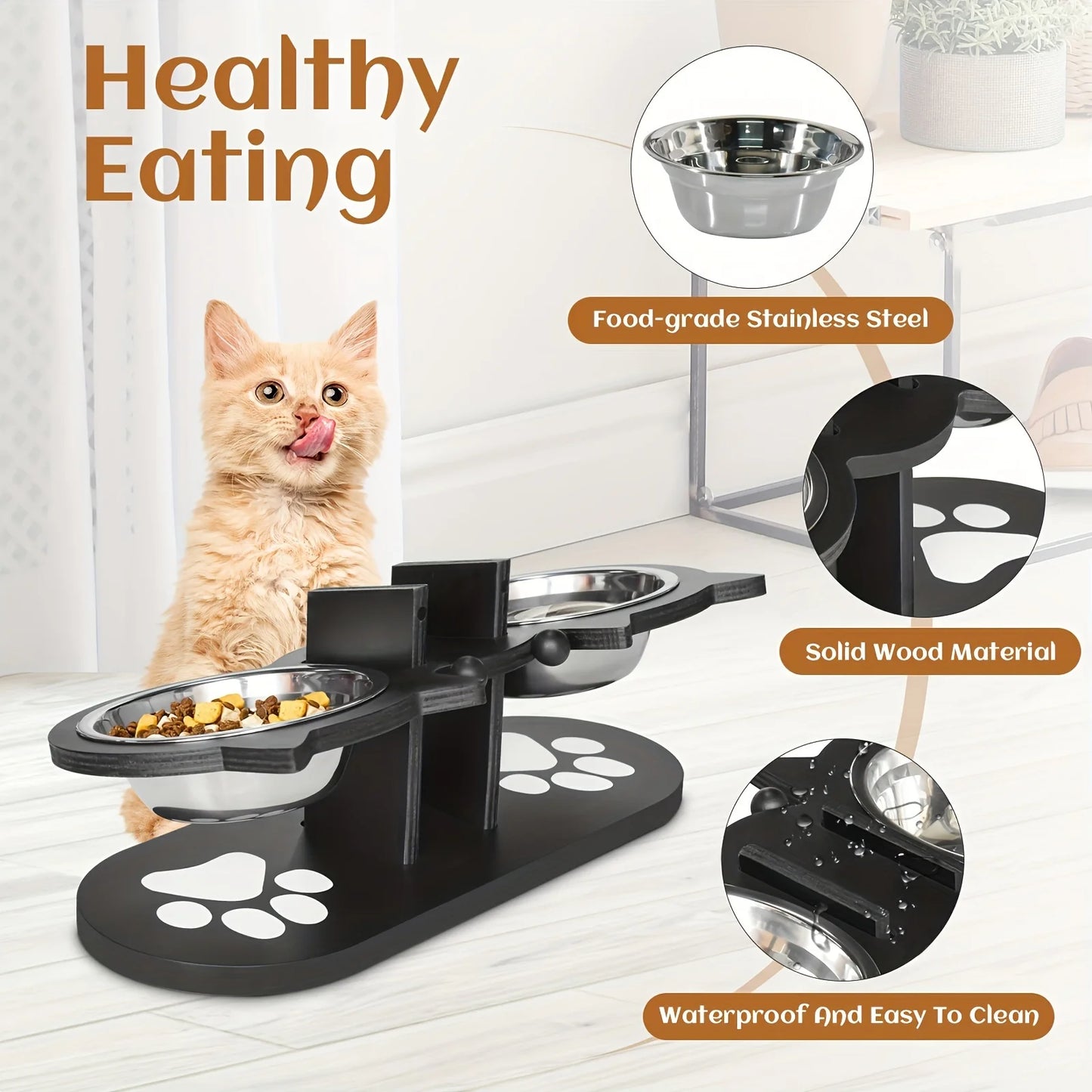 Elevated Cat Bowls 15° Tilted Raised