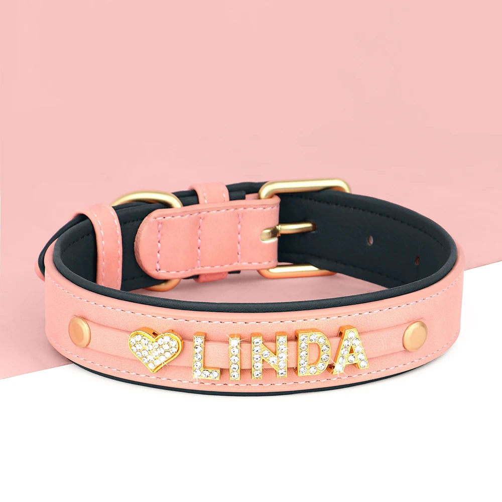 Personalized Soft Dog Collar PU Leather
