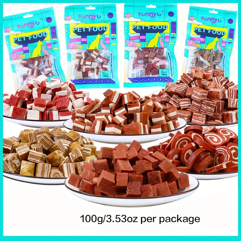 100g/3.53oz Beef And Meat Cubes Dog Treats