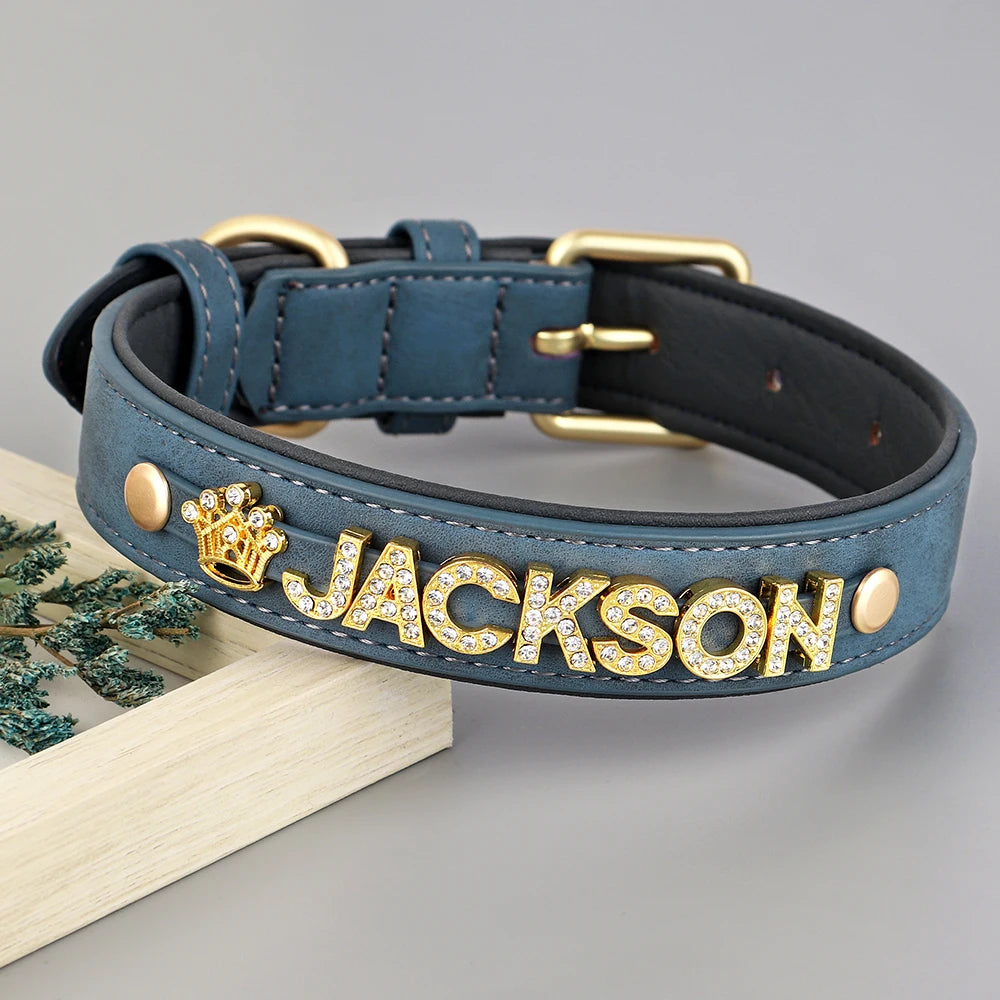 Personalized Soft Dog Collar PU Leather