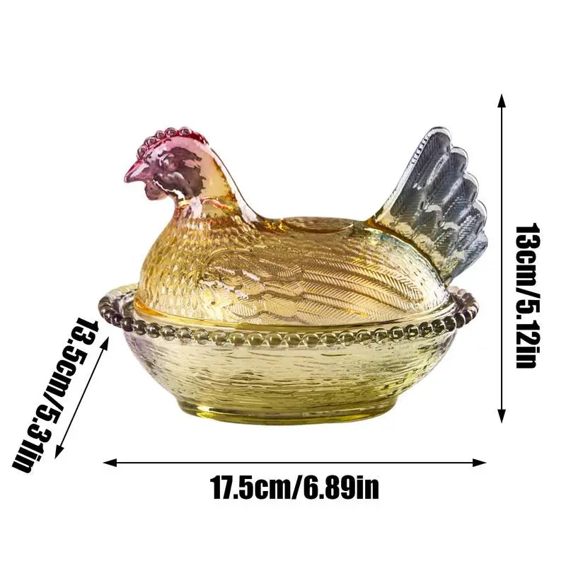 Glass Chicken Candy Dish