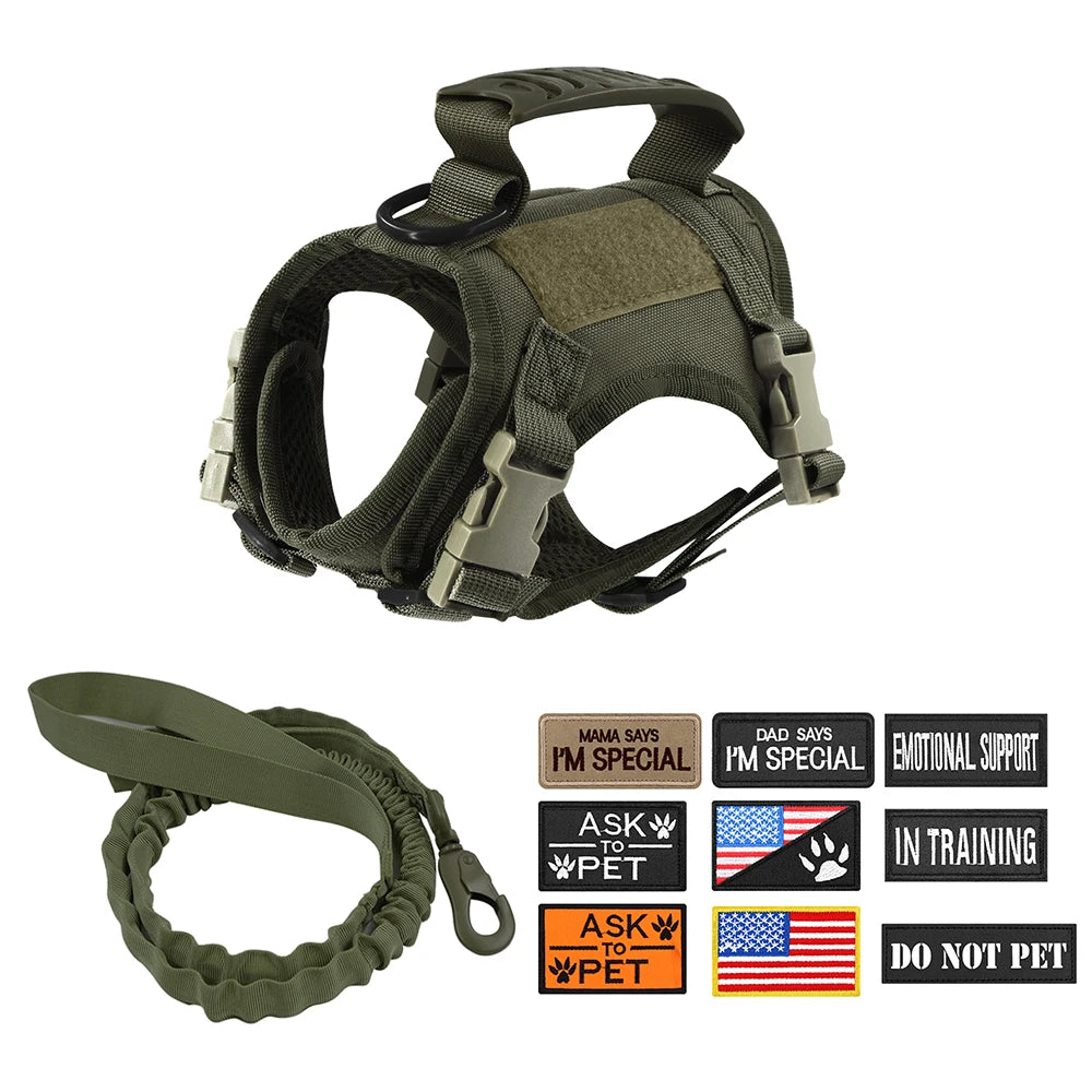 Tactical Cat Harness Leash Adjustable Puppy Vest For Military Small Dogs