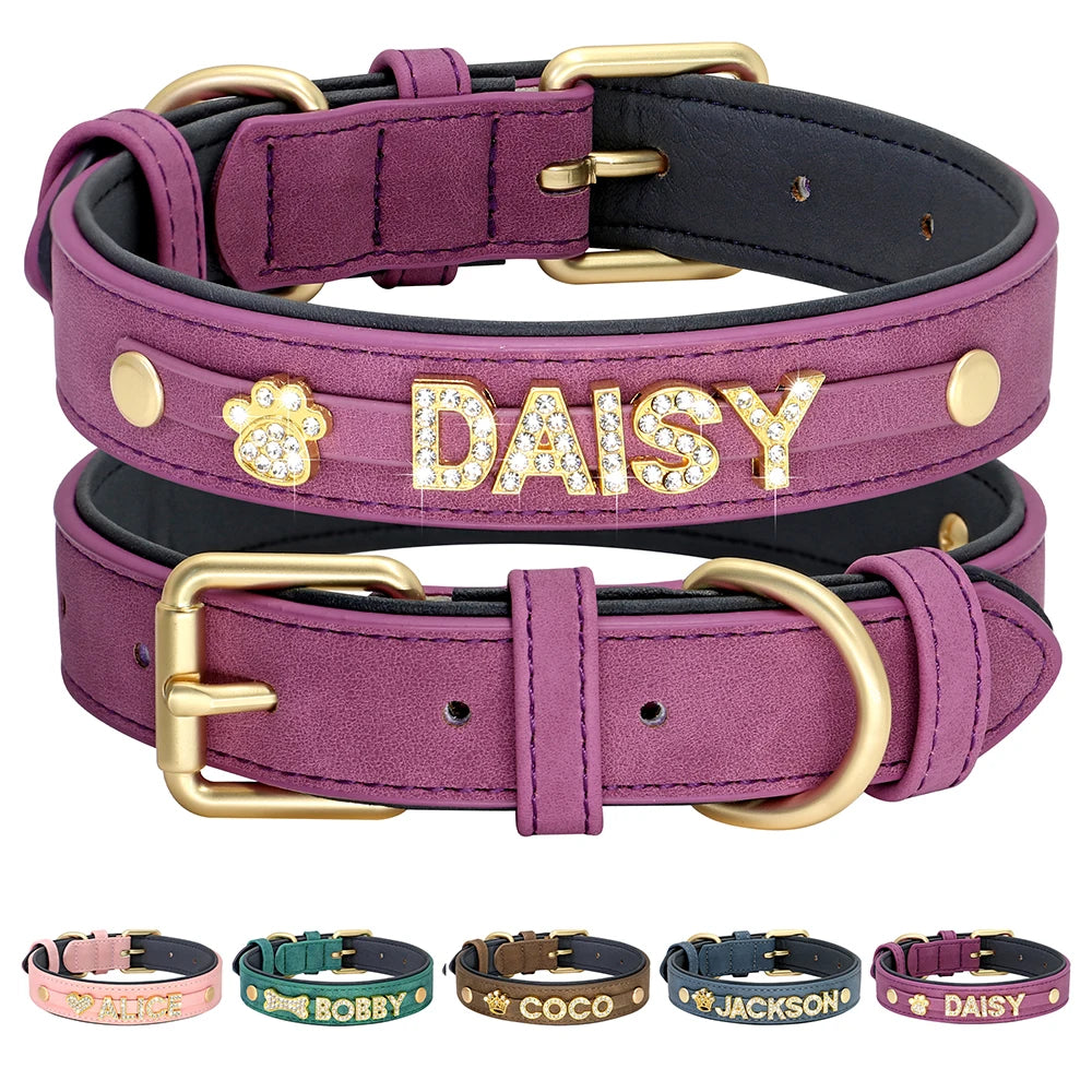 Personalized Soft Dog Collar PU Leather