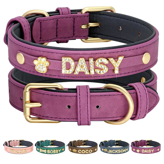 Personalized Soft Dog Collar PU Leather