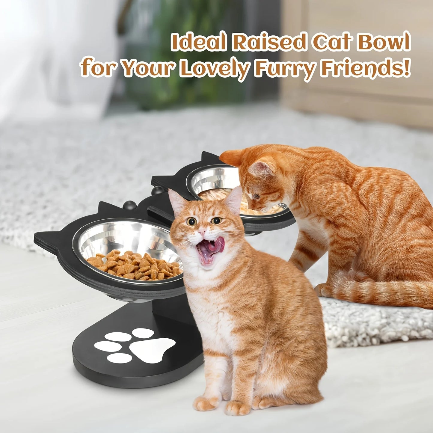 Elevated Cat Bowls 15° Tilted Raised