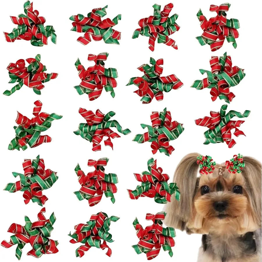 20pcs  Dog Christmas Hair Bows