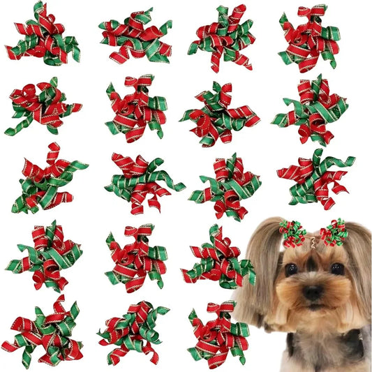 20pcs  Dog Christmas Hair Bows
