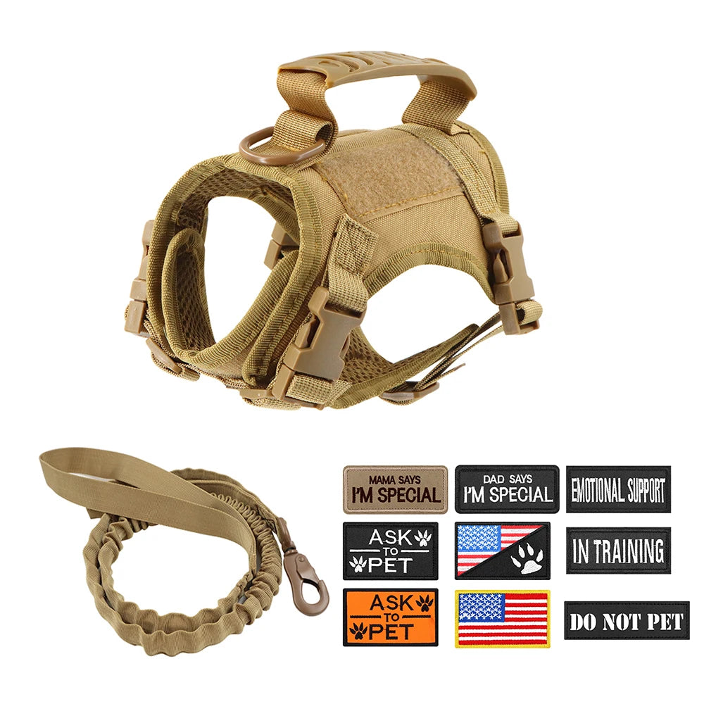 Tactical Cat Harness Leash Adjustable Puppy Vest For Military Small Dogs