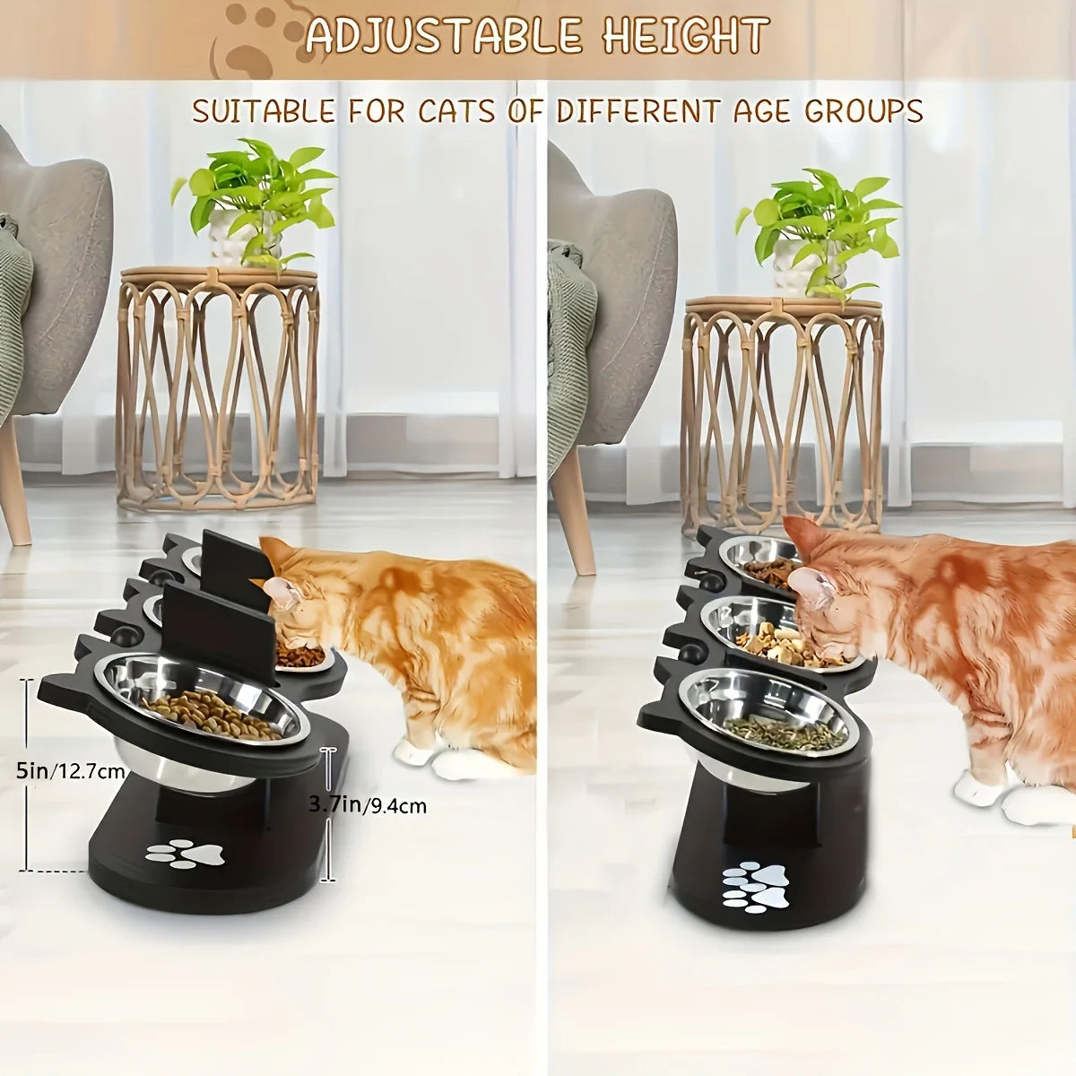 Elevated Cat Bowls 15° Tilted Raised