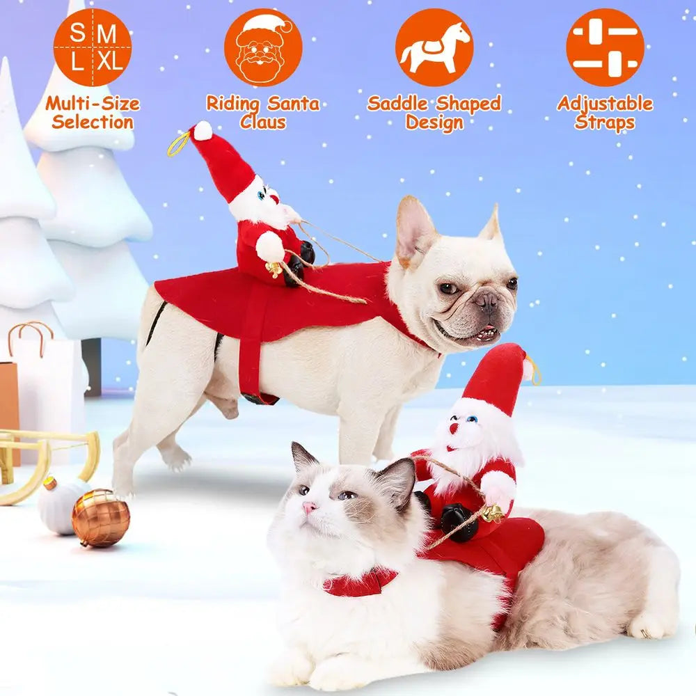 Red Winter Coat for Dog Riding Santa Claus