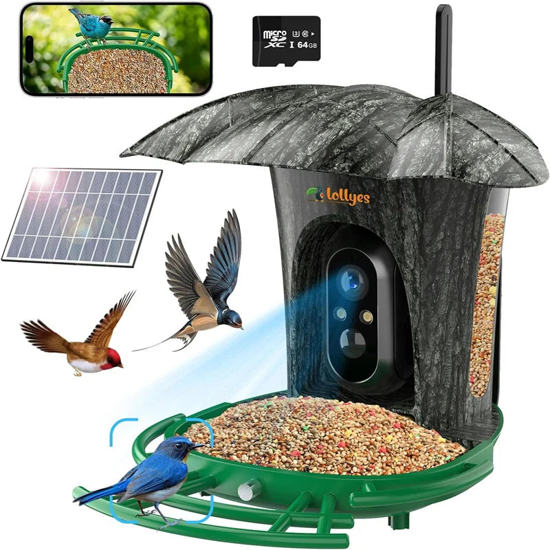 Smart Bird Feeder Camera with 64G Card