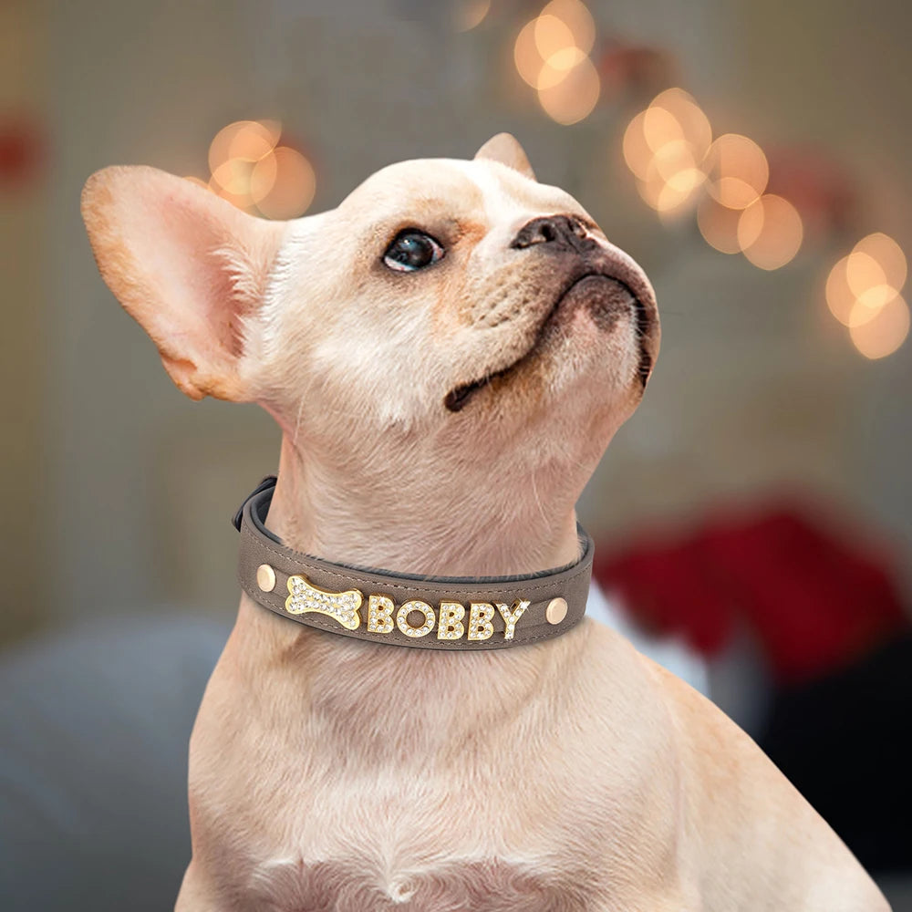 Personalized Soft Dog Collar PU Leather