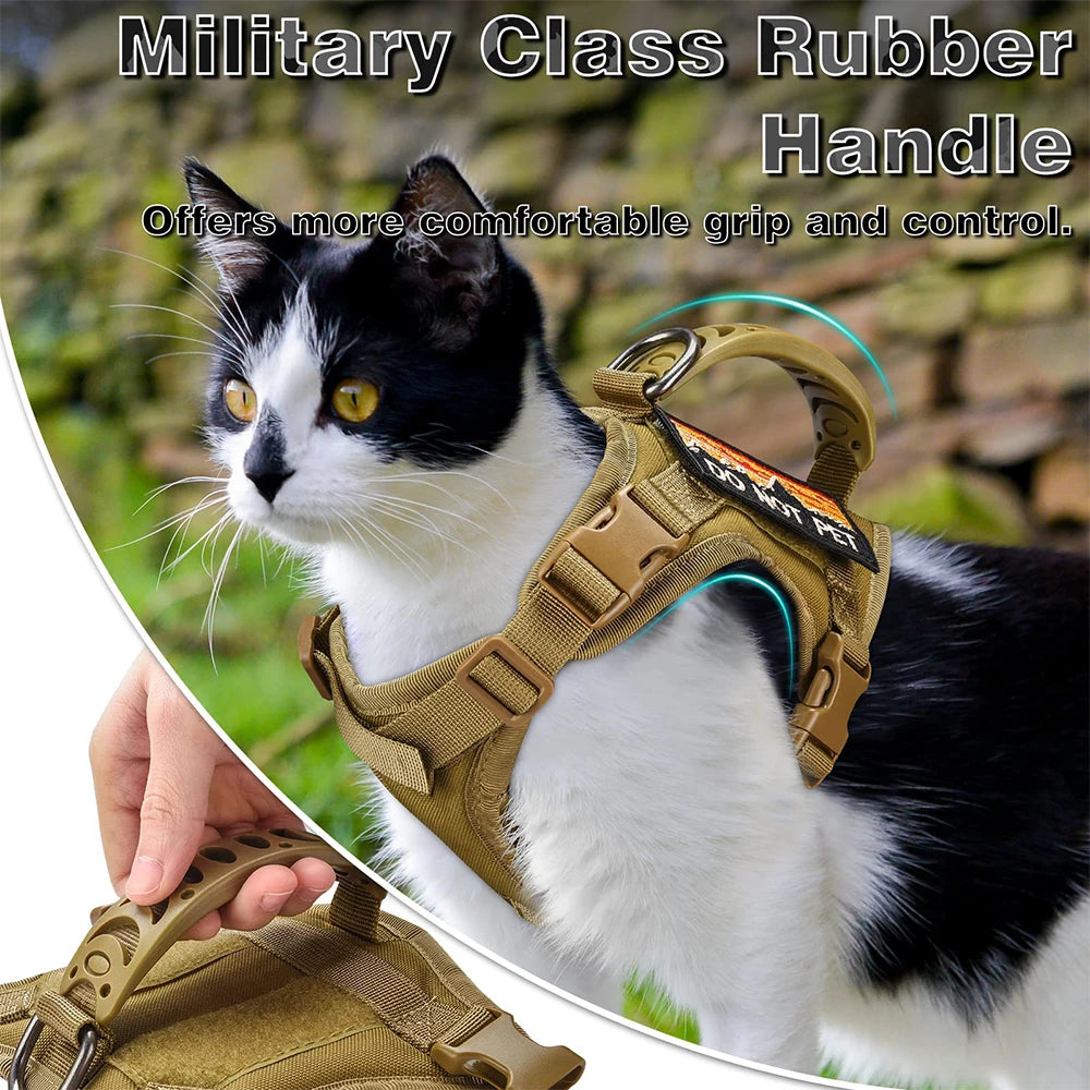 Tactical Cat Harness Leash Adjustable Puppy Vest For Military Small Dogs