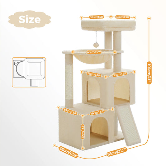 Multi-Level Cat Tree with 2 Cozy Condos,