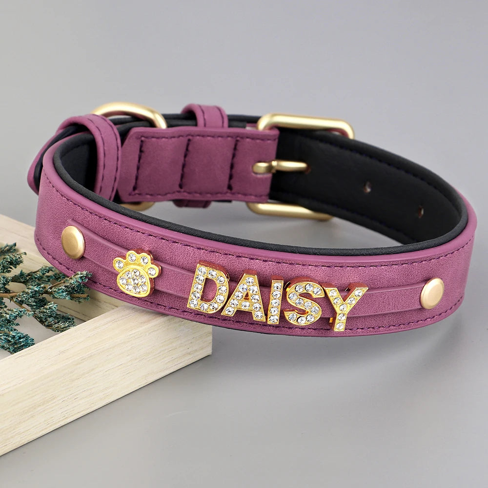 Personalized Soft Dog Collar PU Leather
