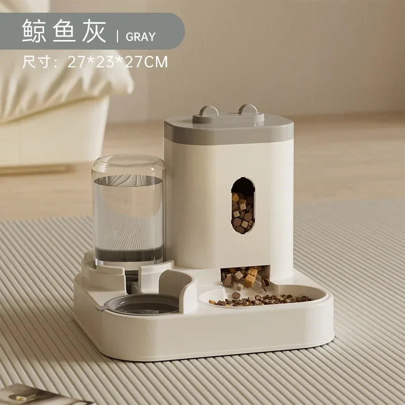 Automatic Feeder Dog Cat Food Bowl With Water Fountain Large Capacity