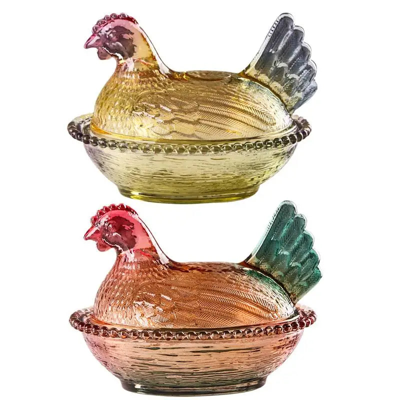 Glass Chicken Candy Dish
