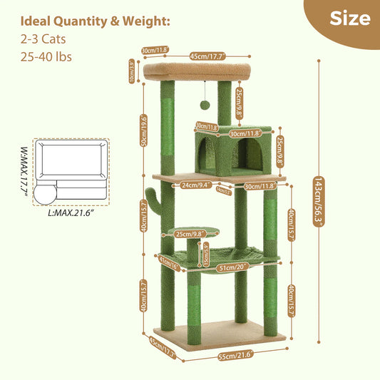 Cactus Cat Tree Tower for Large Cats