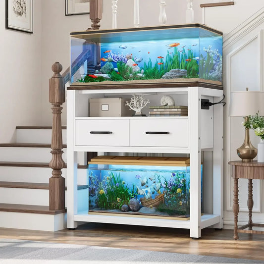 20-29 Gallon Aquarium Stand with Metal Frame & Power Outlet,