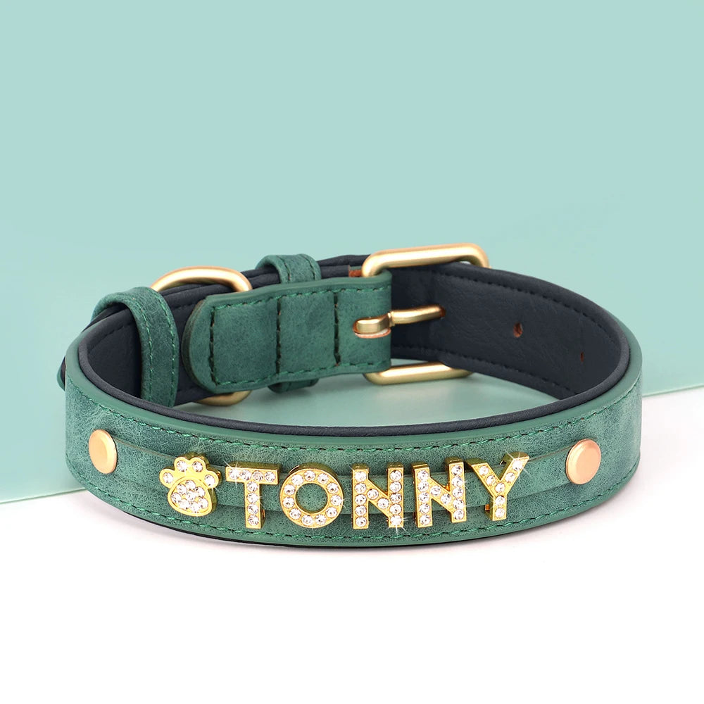 Personalized Soft Dog Collar PU Leather