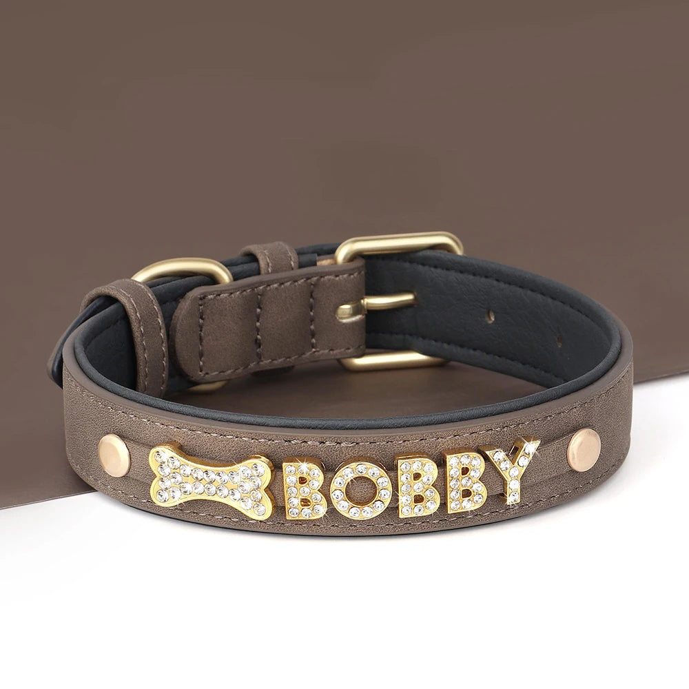 Personalized Soft Dog Collar PU Leather